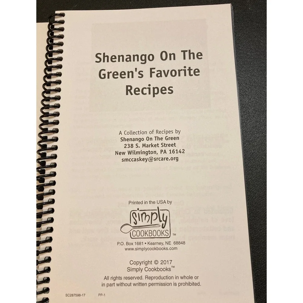 New Wilmington PA Lawrence County Cookbook Recipe Local Shenango On The Green